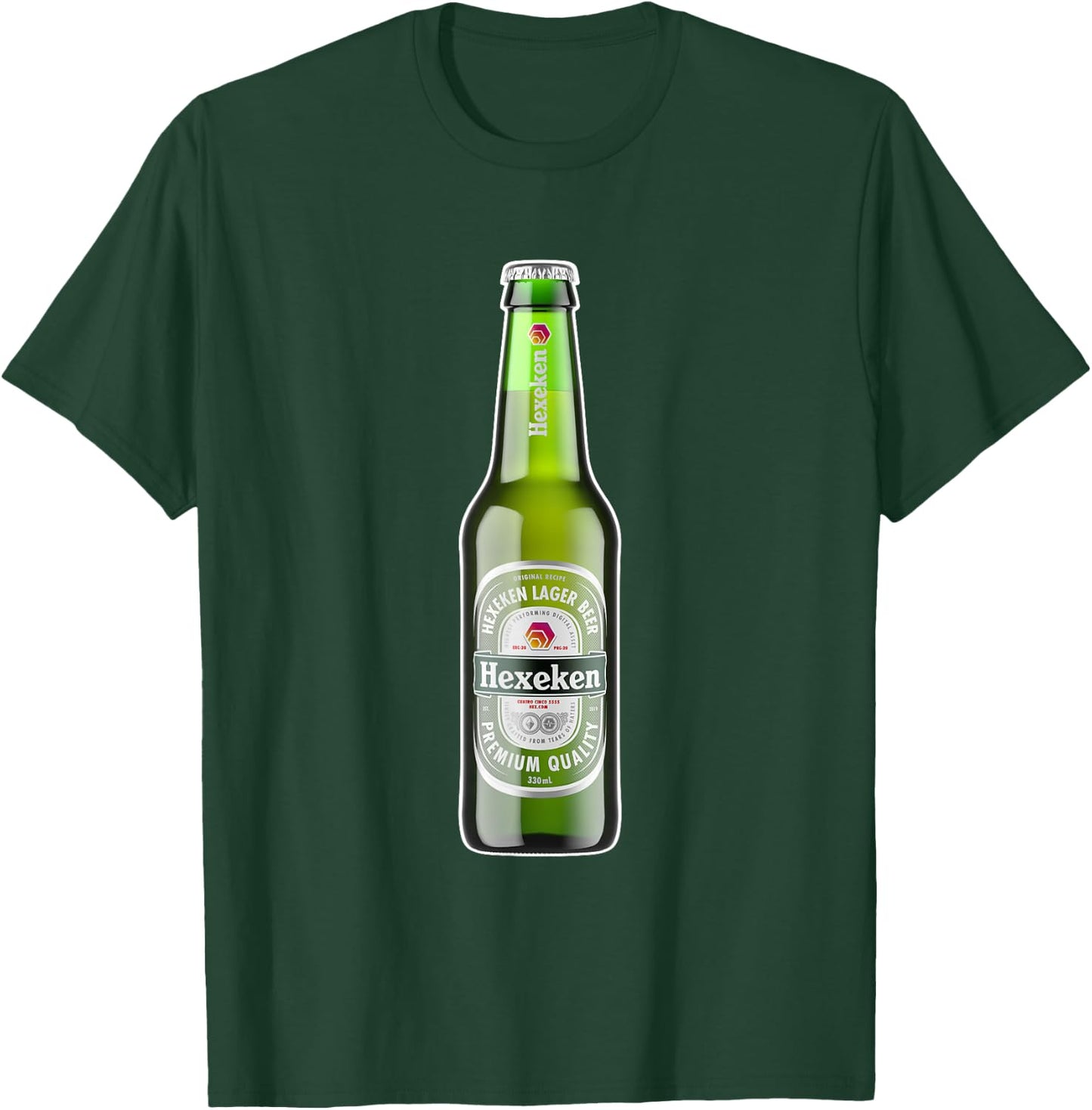 HEX Crypto Hexeken Lager Beer Brand Parody Bottle Hexican T-Shirt - T-Shirt | Forest