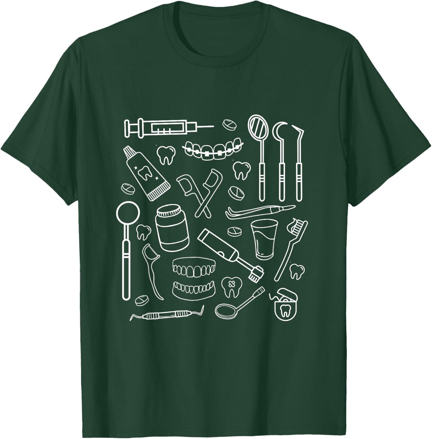 Dental Nurse Doodles Dentistry Students Staff Appreciation T-Shirt - T-Shirt | Forest