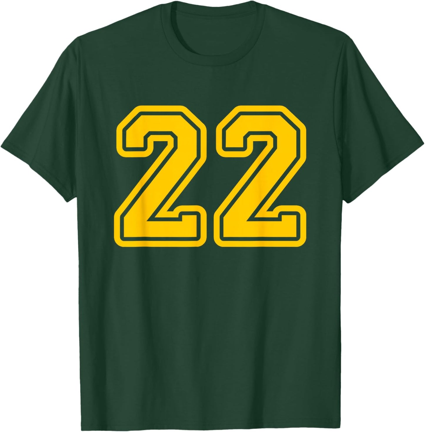 Jersey #22 Golden Yellow Sports Team Jersey Number 22 T-Shirt - T-Shirt | Forest