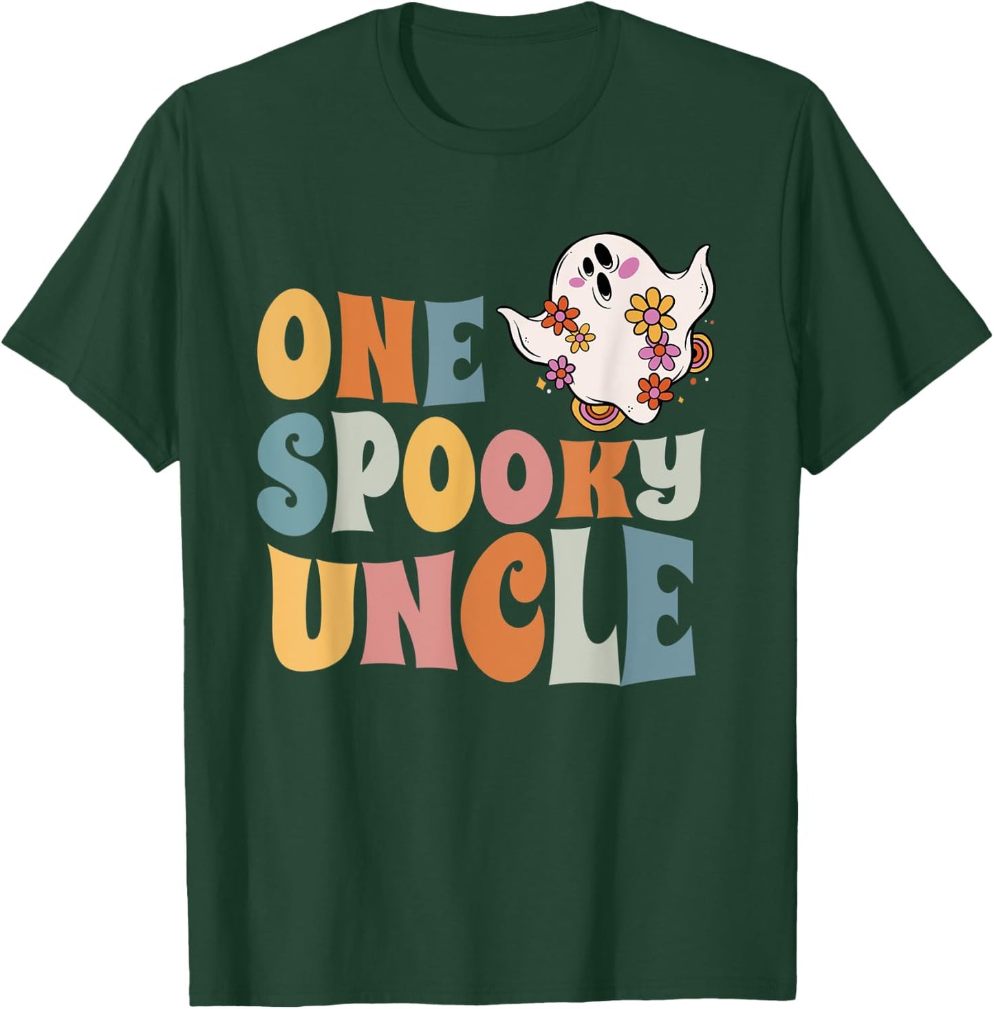 One Spooky Uncle Groovy Halloween Costume T-Shirt - T-Shirt | Forest