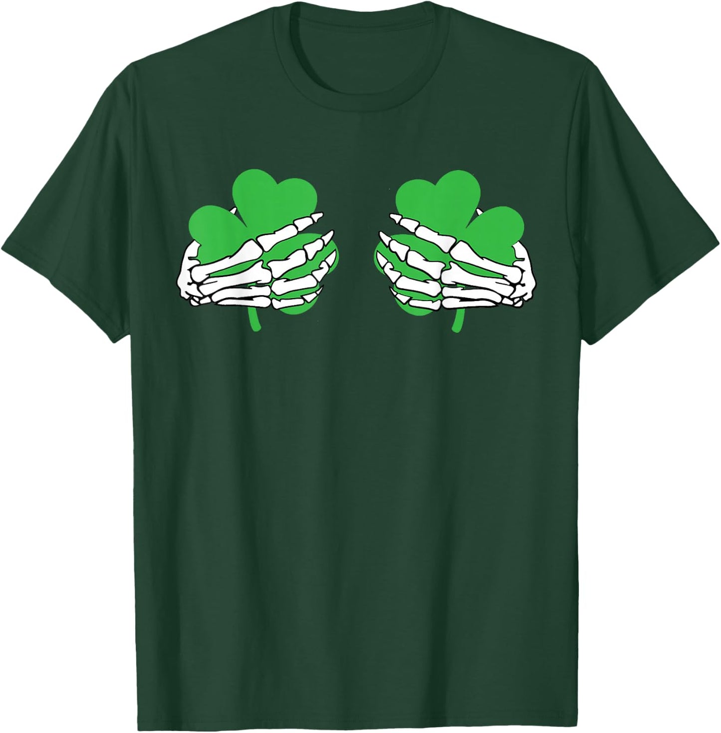 Shamrock Hands Skeleton Funny St. Patrick's Day Men Women T-Shirt - T-Shirt | Forest