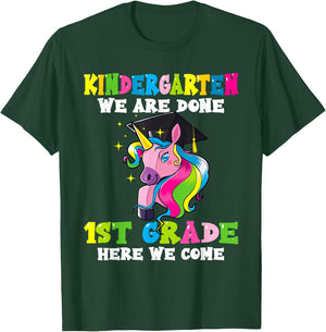Graduation 2025 Kindergarten We Are Done Magical Unicorn Kid T-Shirt - T-Shirt | Forest