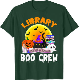 Library Boo Crew School Librarian Halloween Library Book T-Shirt - T-Shirt | Forest