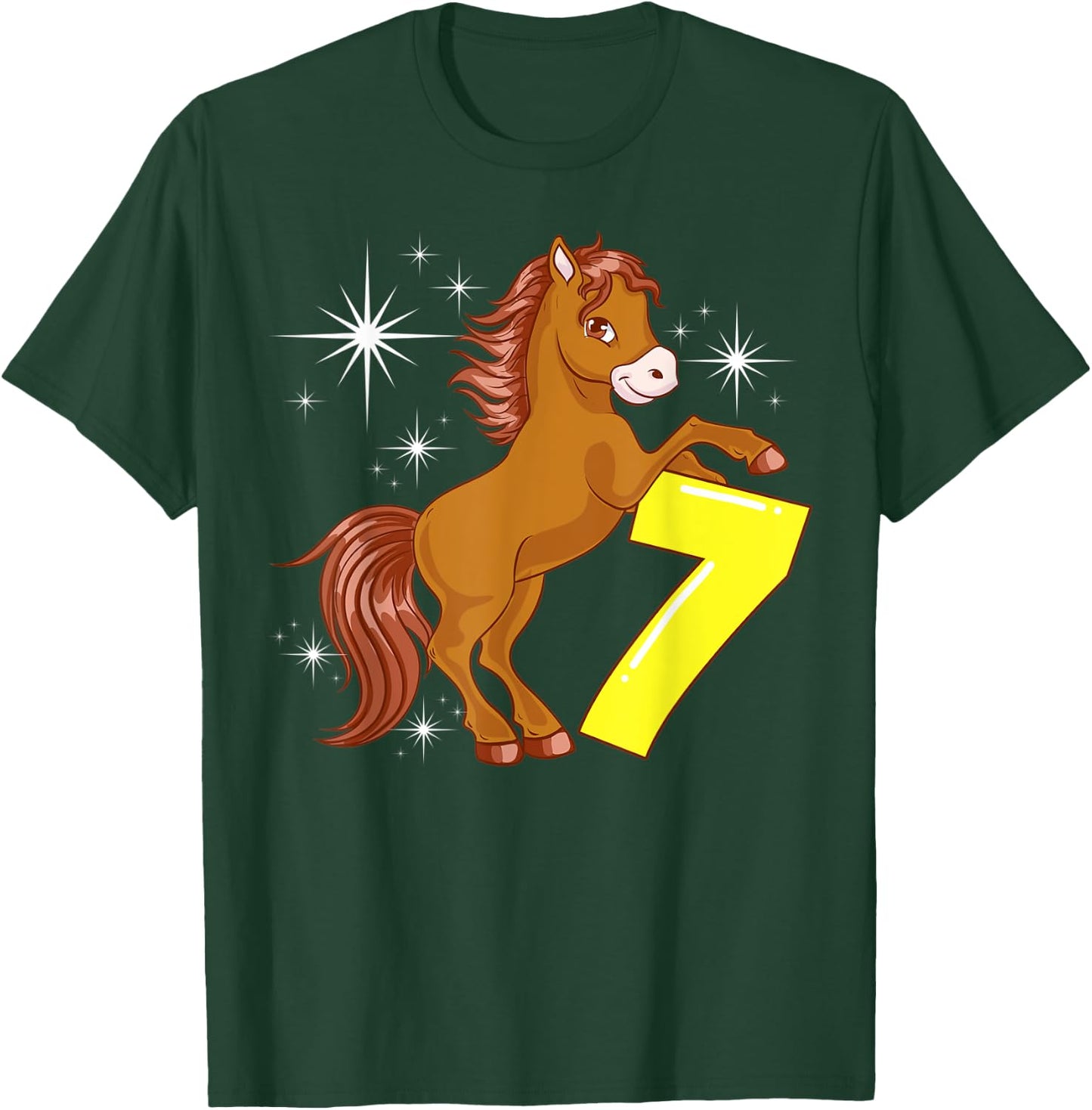 Kids 7th Birthday Girls Horse Riding Pony Rider 7 Years Old T-Shirt - T-Shirt | Forest