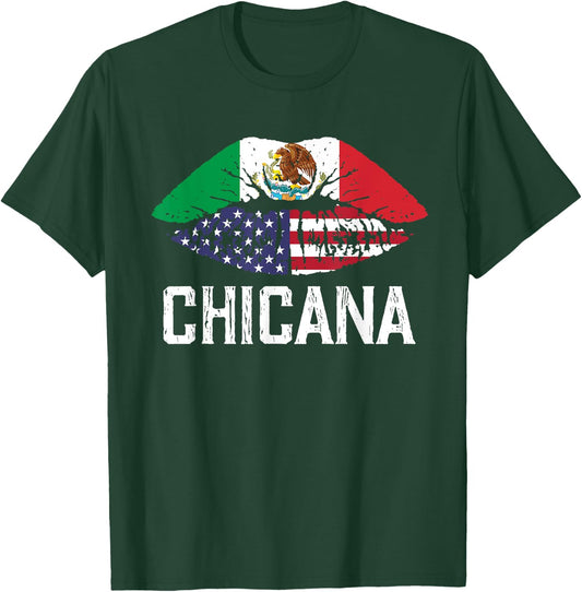 Chicana-Shirt Women Girls Kids Half American Half Mexican T-Shirt - T-Shirt | Forest
