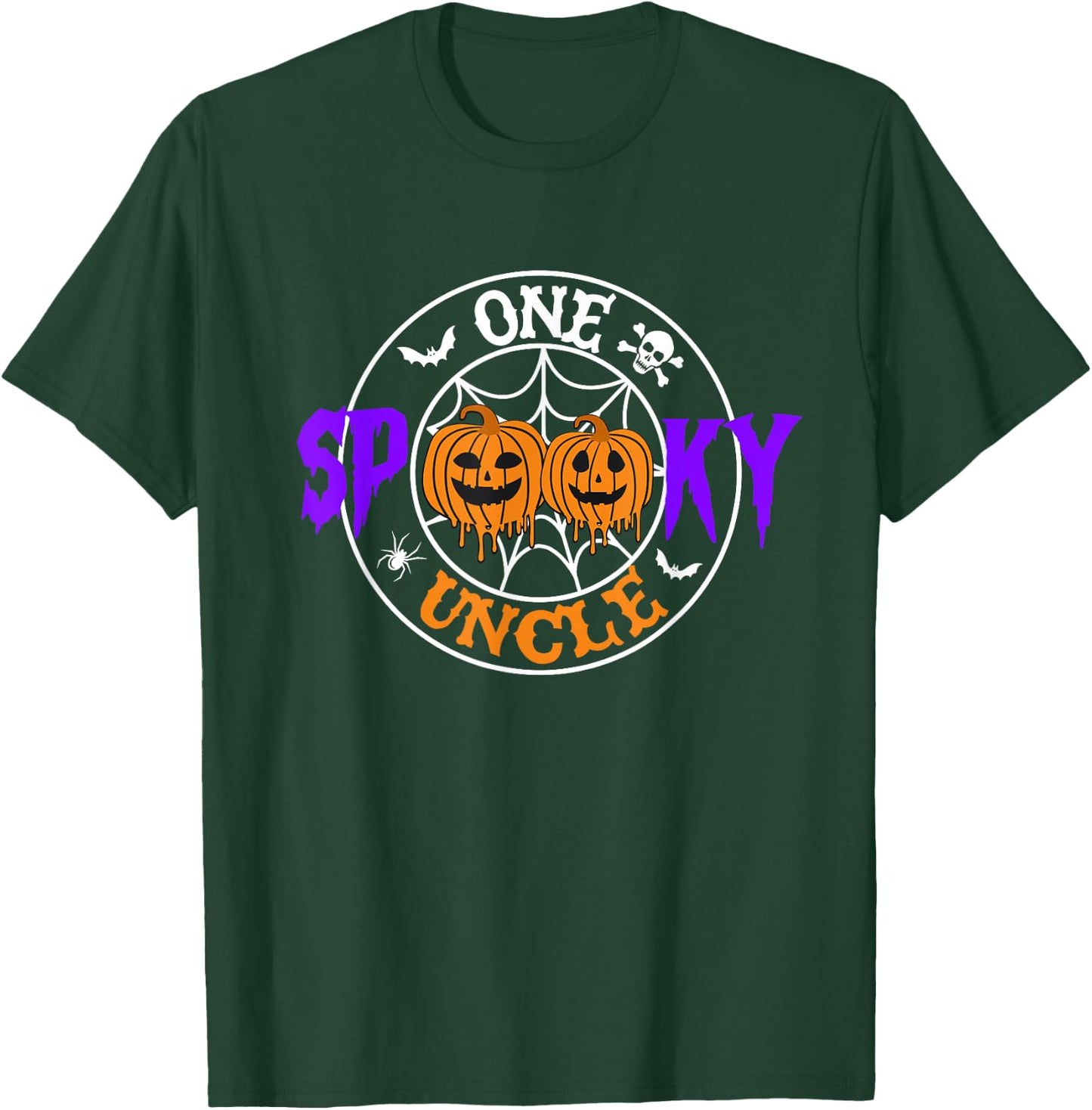 One Spooky Uncle Pumpkin Skeleton Halloween Costume Family T-Shirt - T-Shirt | Forest