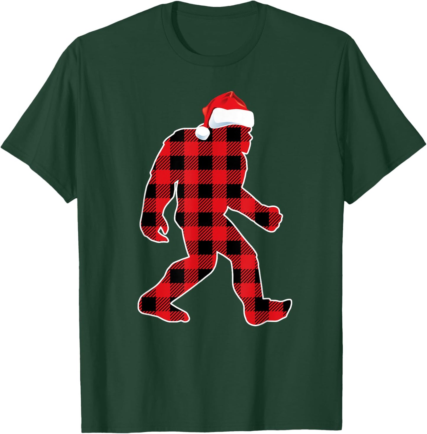 Believe Red Plaid Bigfoot Christmas Sasquatch Santa Sleeping T-Shirt - T-Shirt | Forest