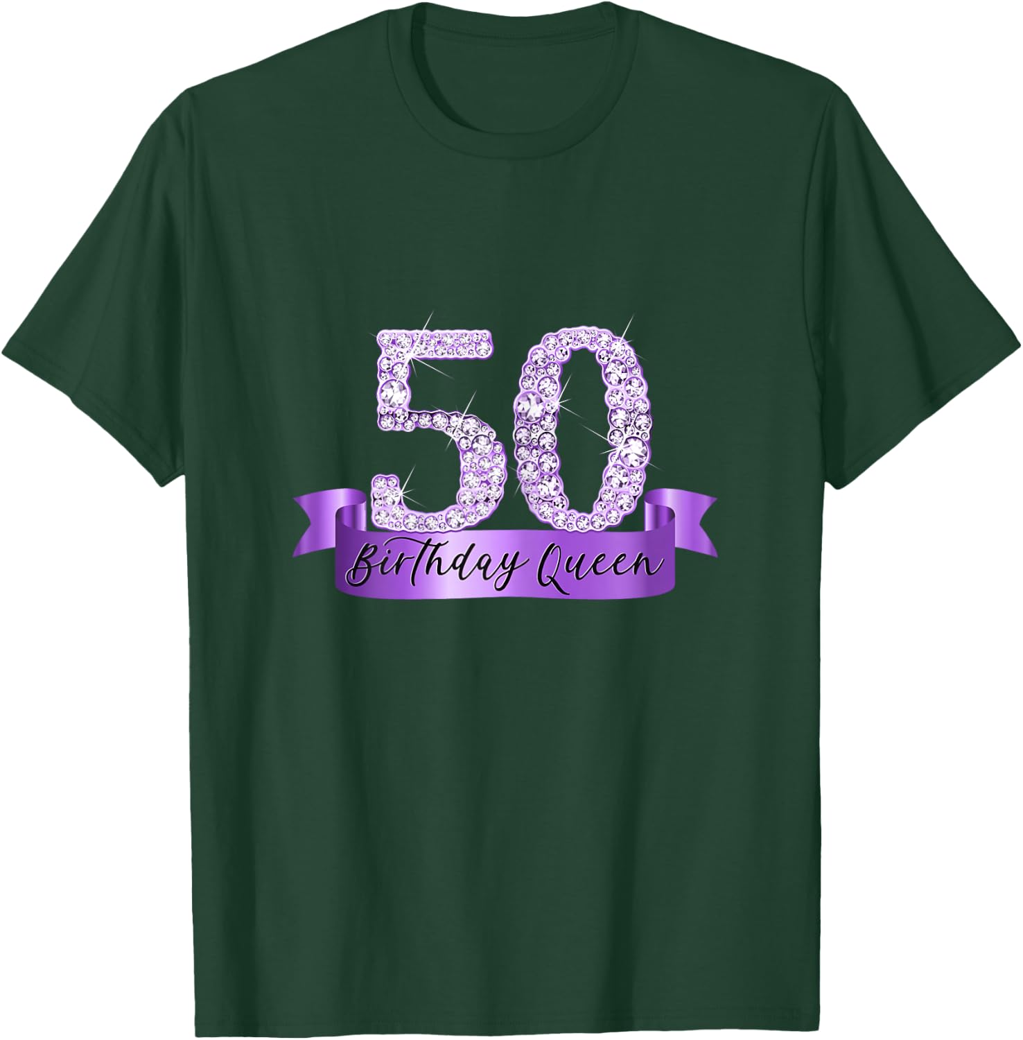 Birthday Queen I Number 50 Purple Decoration Banner I Party Outfit T-Shirt - T-Shirt | Forest