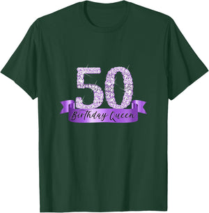 Birthday Queen I Number 50 Purple Decoration Banner I Party Outfit T-Shirt - T-Shirt | Forest