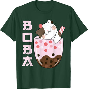 Kawaii Cat Bubble Boba Milk Ice Tea Lover Design Cute Anime Men Women Kids T-Shirt - T-Shirt | Forest