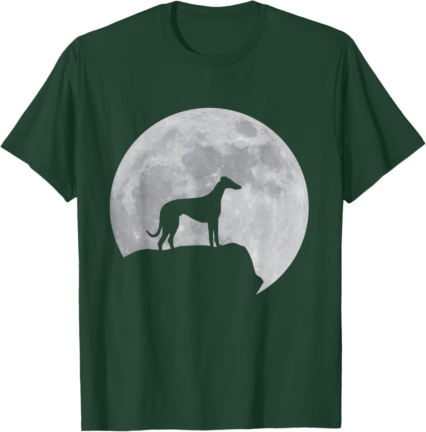 Moon And Dog Silhouette - Whippet T-Shirt - T-Shirt | Forest