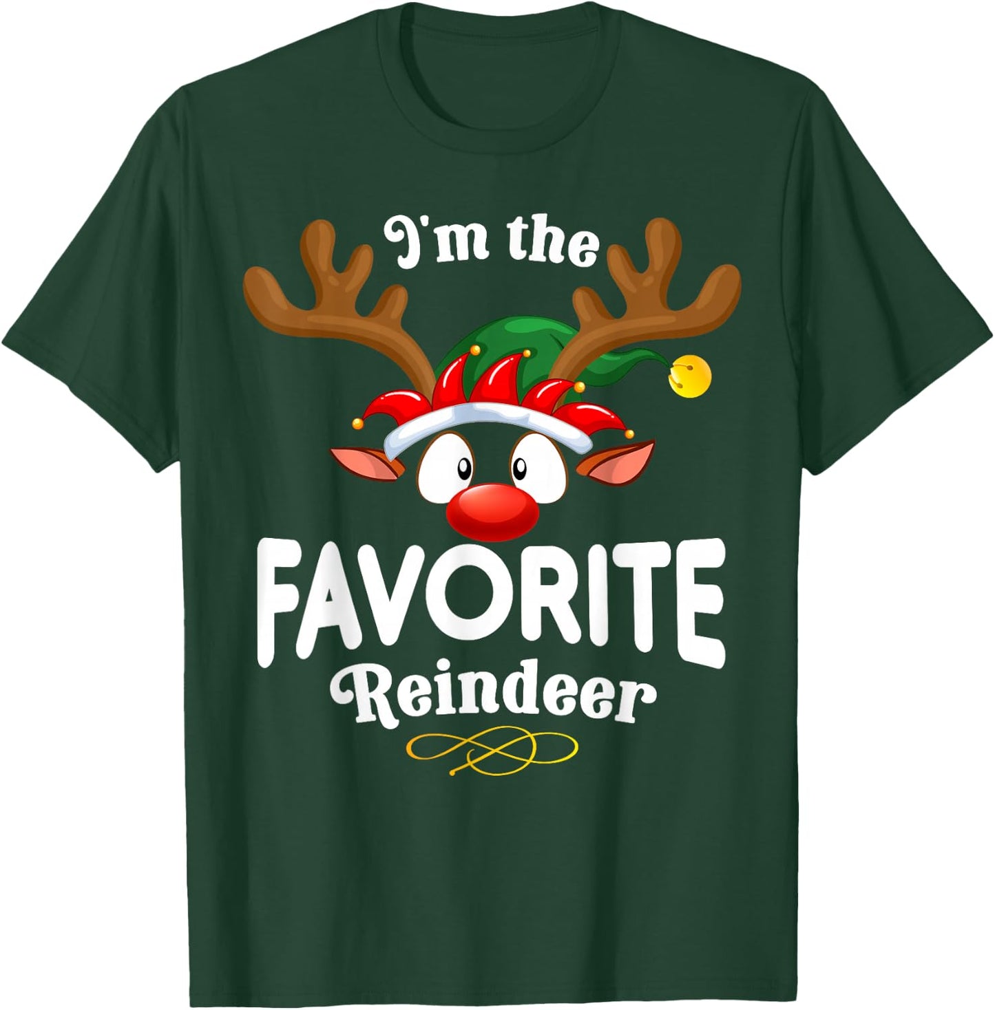 Christmas PJS Favorite XMas Reindeer Matching T-Shirt - T-Shirt | Forest