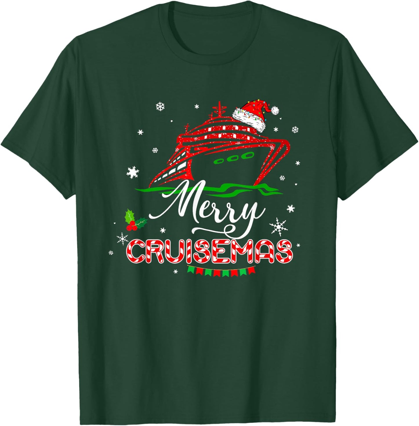 Funny Family Cruise Christmas Merry Cruisemas Boat Trip Xmas T-Shirt - T-Shirt | Forest