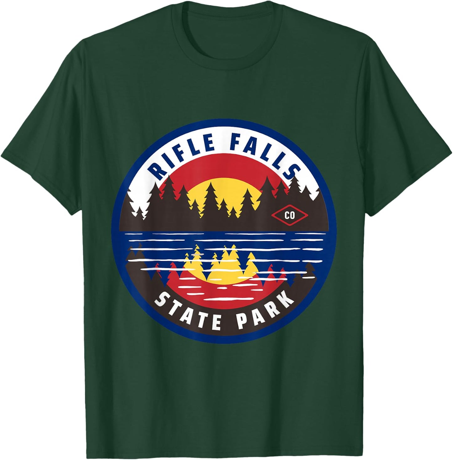 Rifle Falls State Park Colorado CO Lake and Forest Flag T-Shirt - T-Shirt | Forest