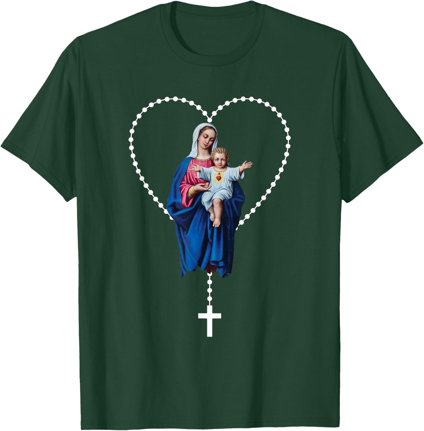 Holy Rosary Mama Mary Jesus T-Shirt - T-Shirt | Forest