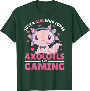 Just A Girl Who Loves Axolotls And Gaming T-Shirt - T-Shirt | Forest