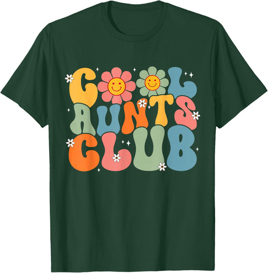 Cool Aunts Club Groovy Retro Smile Aunt Auntie Mother's Day T-Shirt - T-Shirt | Forest