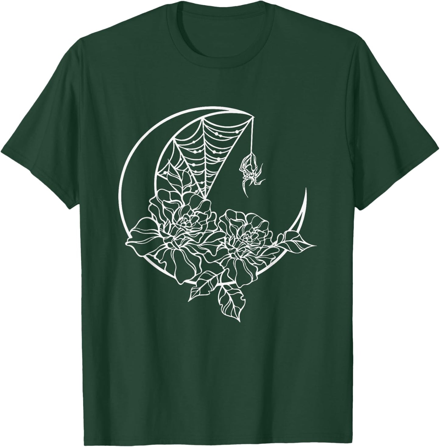 Goth Y2K Emo Alt Fairy Grunge Flower Rose Web Spider Moon T-Shirt - T-Shirt | Forest
