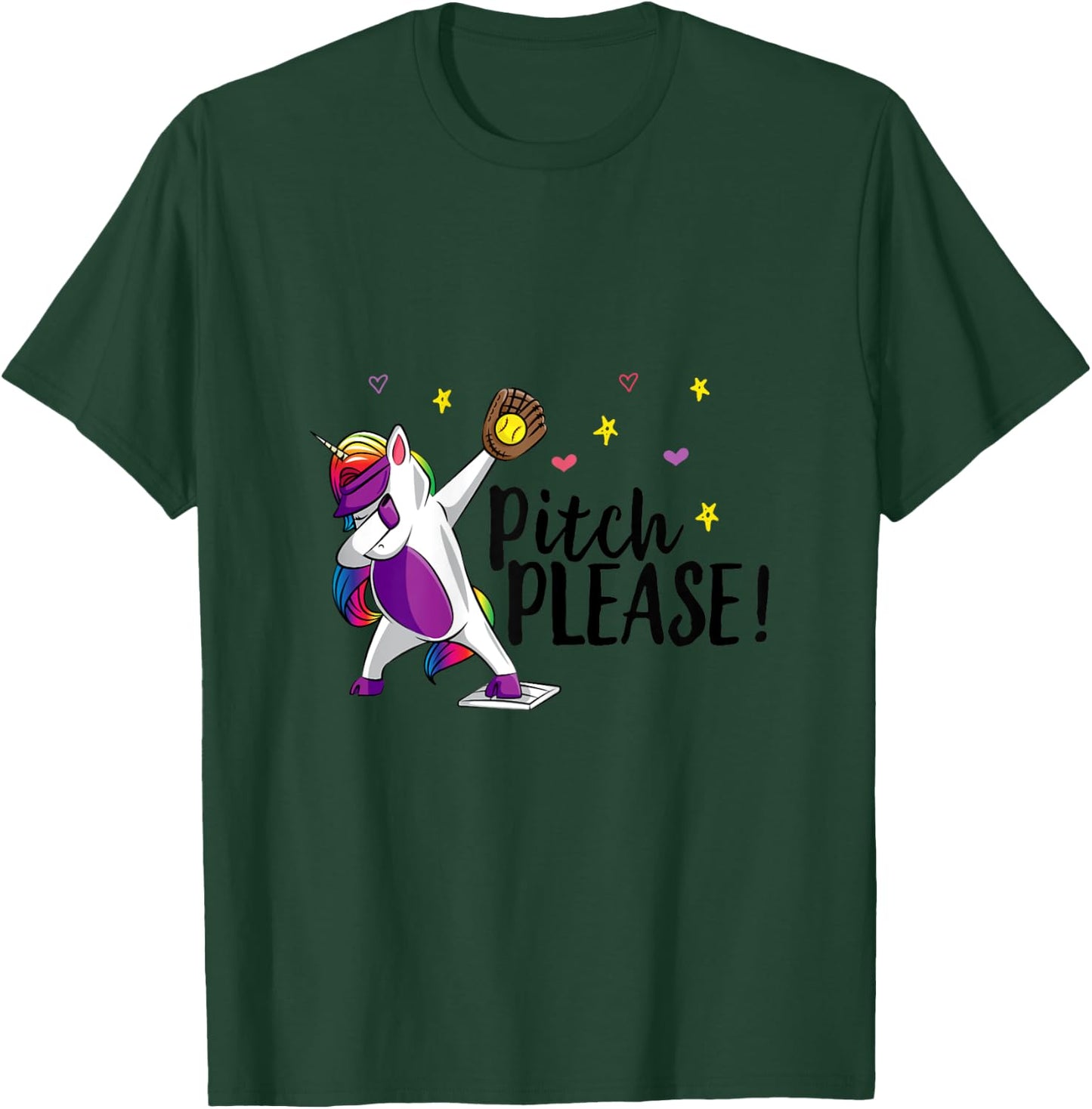 Dabbing Unicorn Funny Softball Pitcher Girls Pitch Please T-Shirt - T-Shirt | Forest