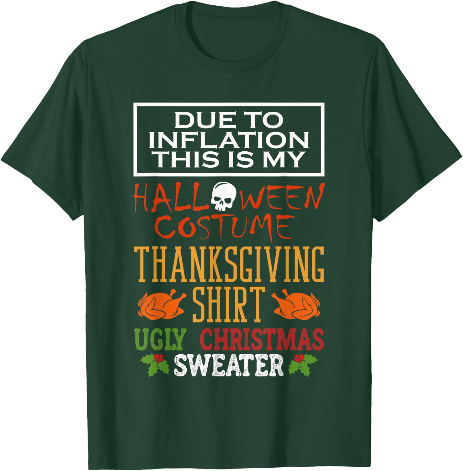 Due To Inflation This Is My Halloween Thanksgiving Xmas T-Shirt - T-Shirt | Forest