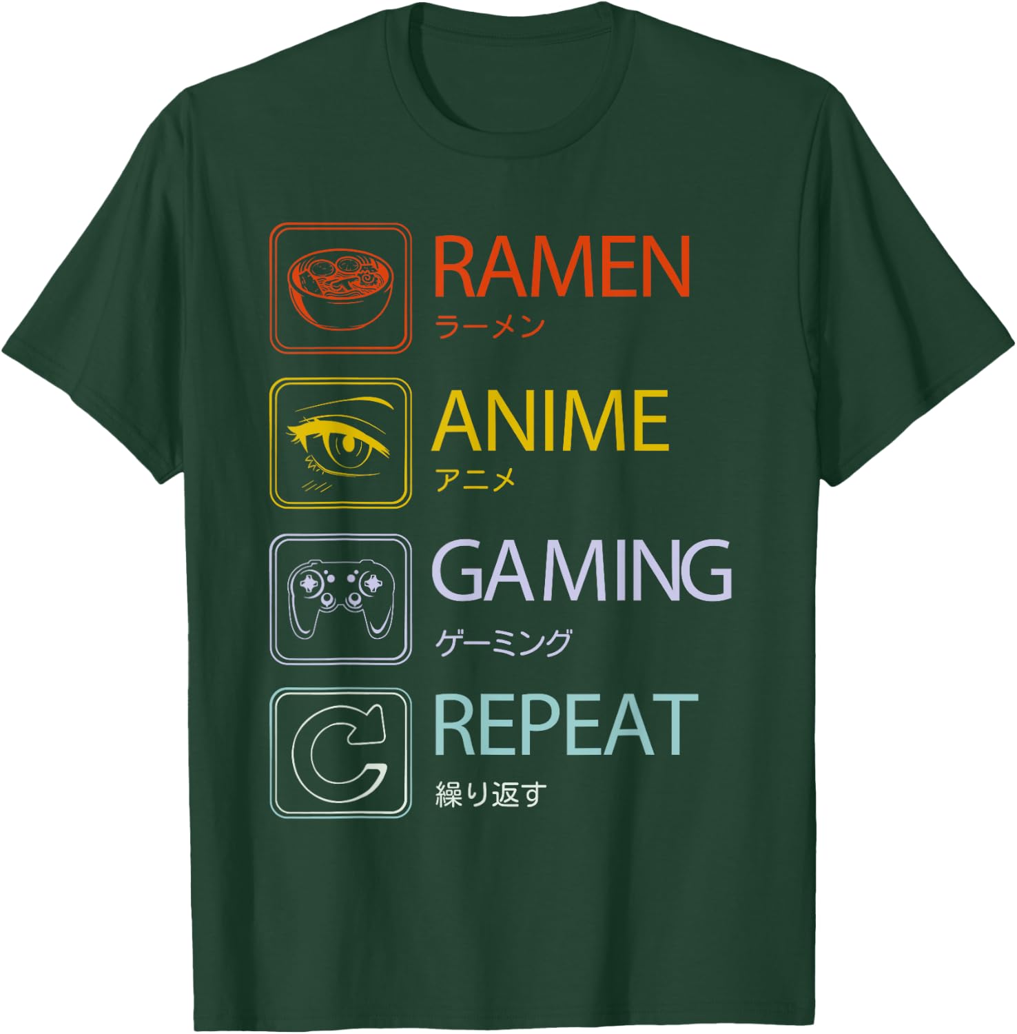 Ramen Anime Gaming Repeat Anime and gaming routine T-Shirt - T-Shirt | Forest