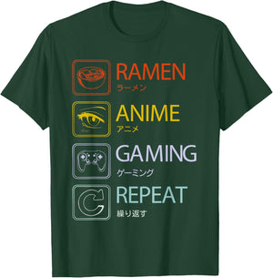 Ramen Anime Gaming Repeat Anime and gaming routine T-Shirt - T-Shirt | Forest