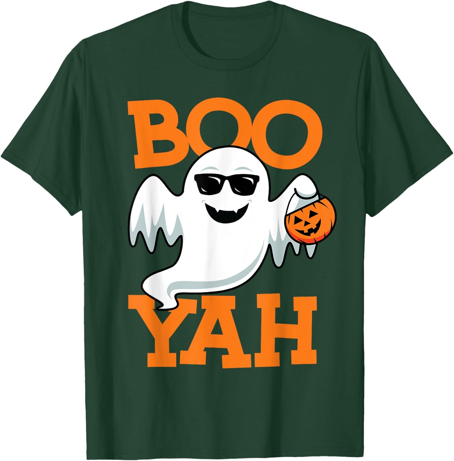 Ghost Boo Yah Funny Halloween Shirt Spooky Booyah Boys Girls T-Shirt - T-Shirt | Forest