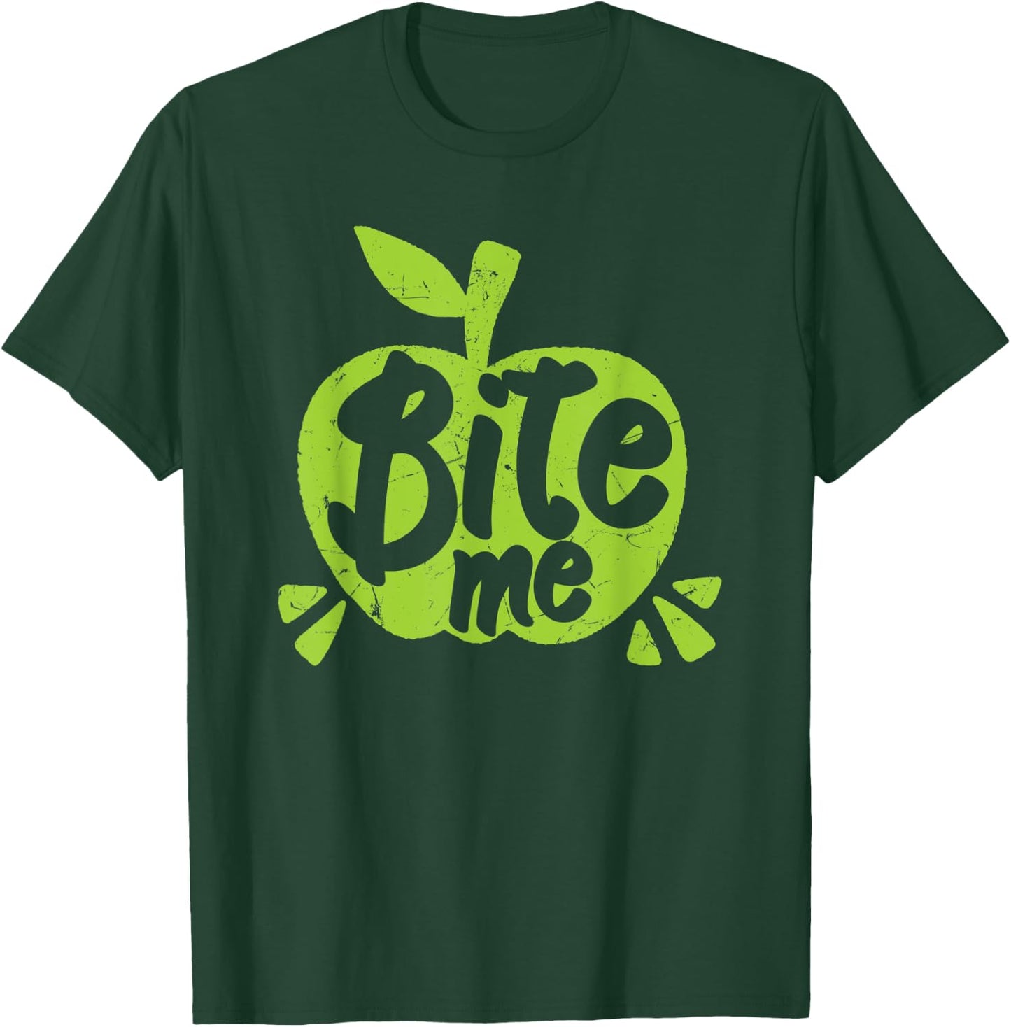Green Apples Bite Me Distressed Apple Lovers T-Shirt - T-Shirt | Forest