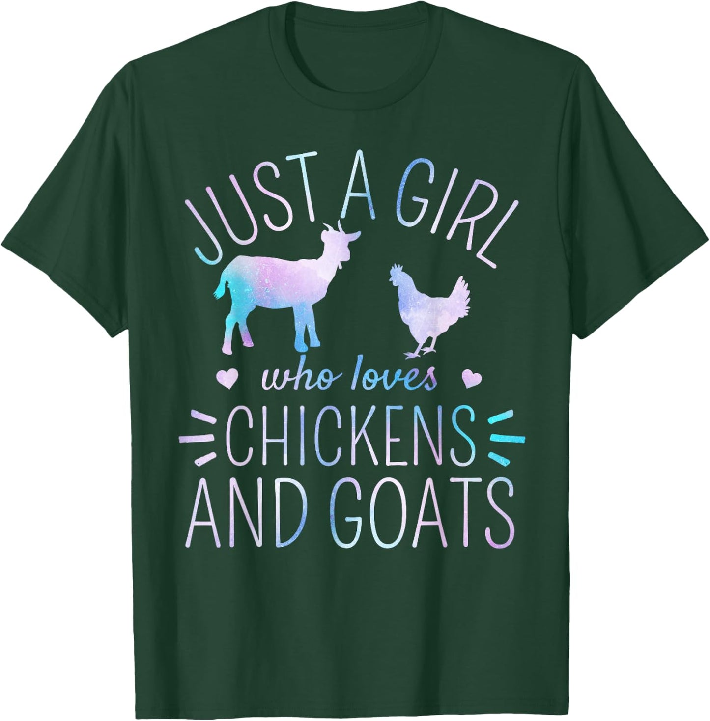Just A Girl Who Loves Chickens And Goats Farmer Girls T-Shirt - T-Shirt | Forest