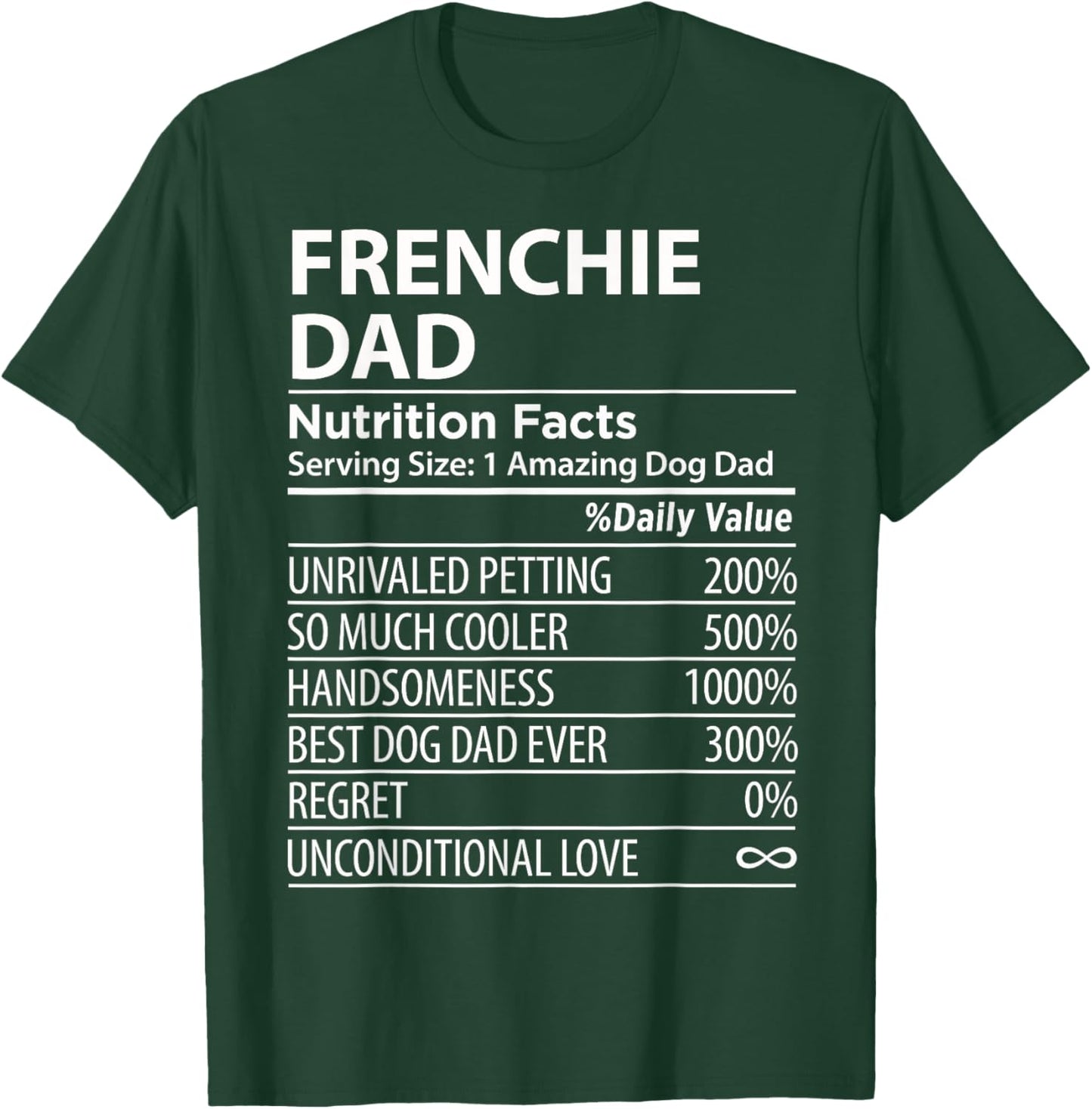 Frenchie Dad Nutrition Facts Funny Frenchie Dog Owner T-Shirt - T-Shirt | Forest