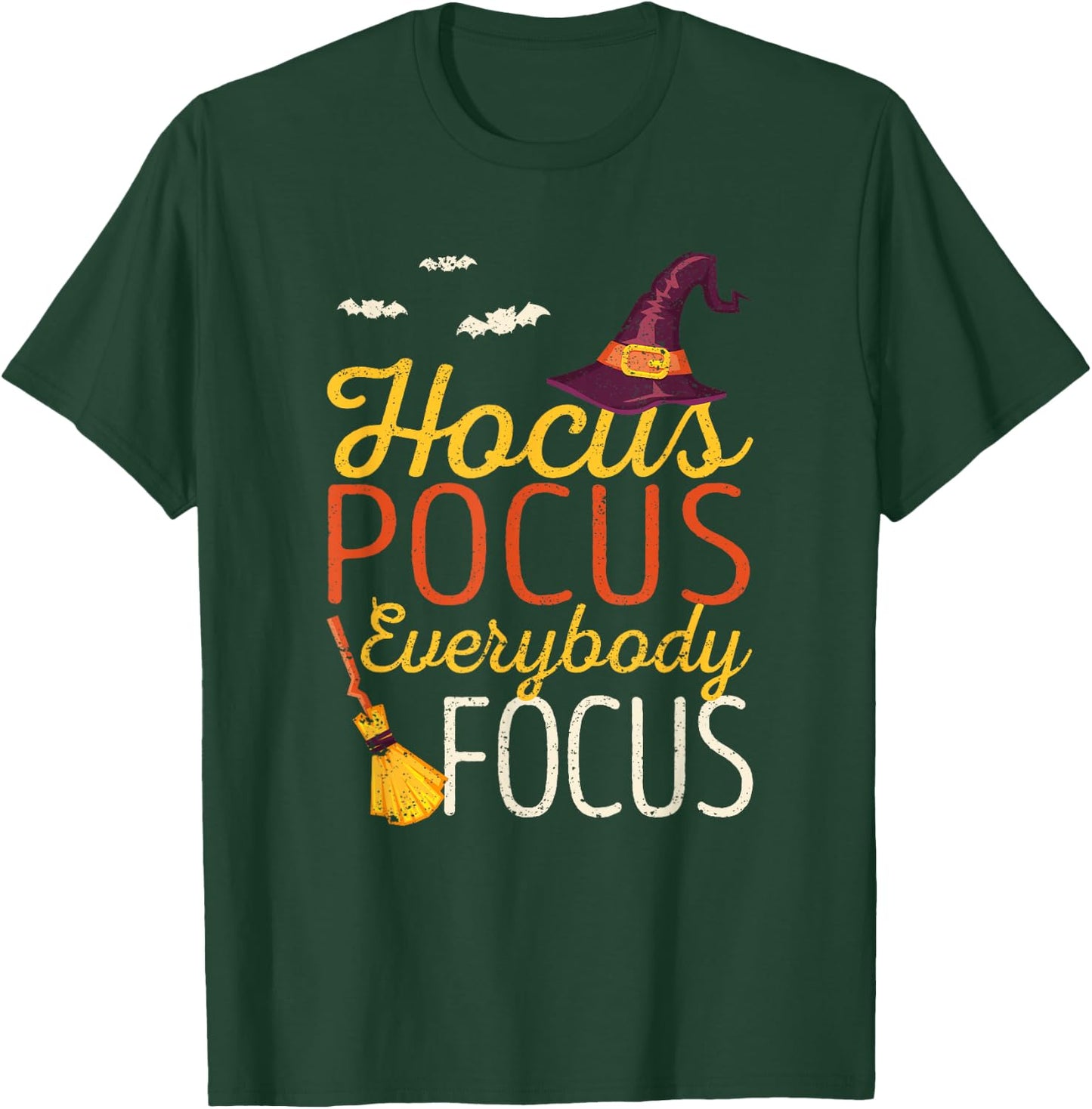 Hocus Pocus Everybody Focus Funny Halloween Teacher Witch Women Kids T-Shirt - T-Shirt | Forest
