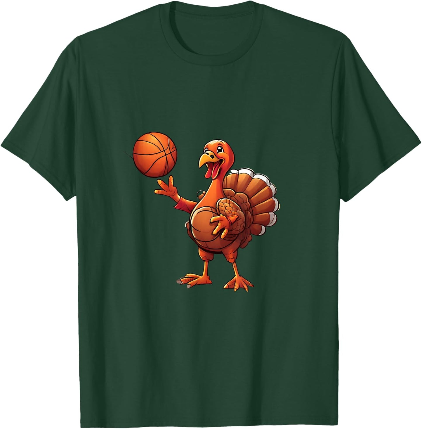 Thanksgiving Turkey Basketball Player Funny Boys Girls Kids T-Shirt - T-Shirt | Forest