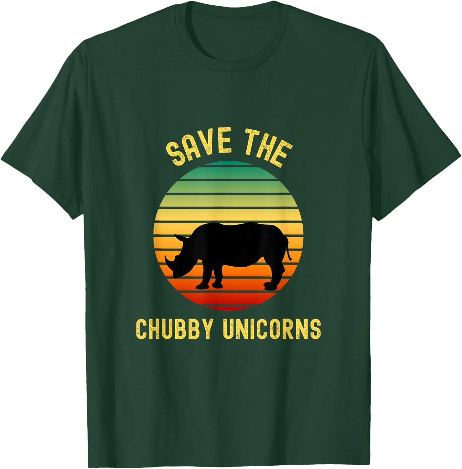 Save The Chubby Unicorns Rhino Humor Funny Retro Rhino Lover T-Shirt - T-Shirt | Forest