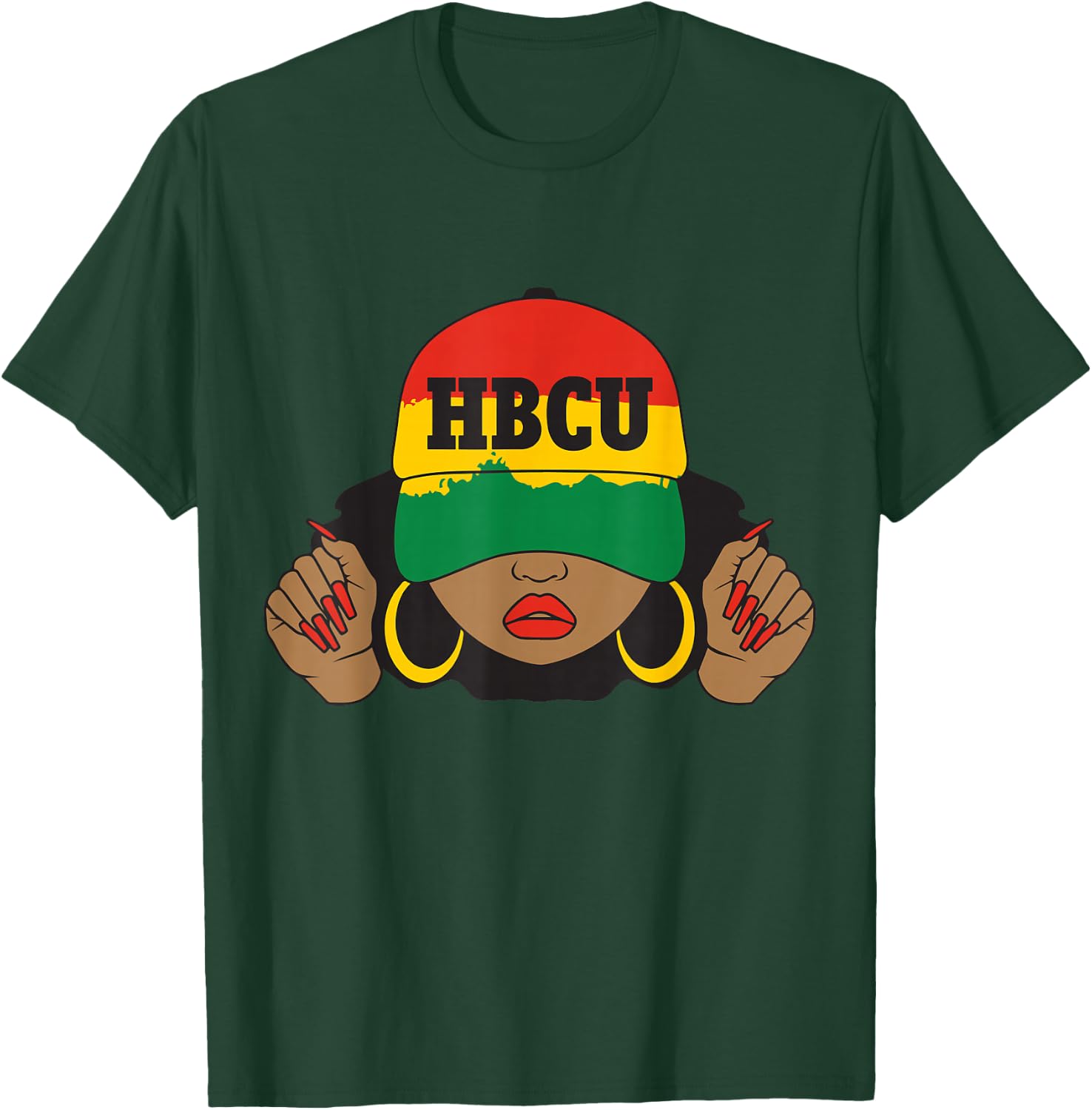 Beautiful Black HBCU Student in Hat T-Shirt - T-Shirt | Forest