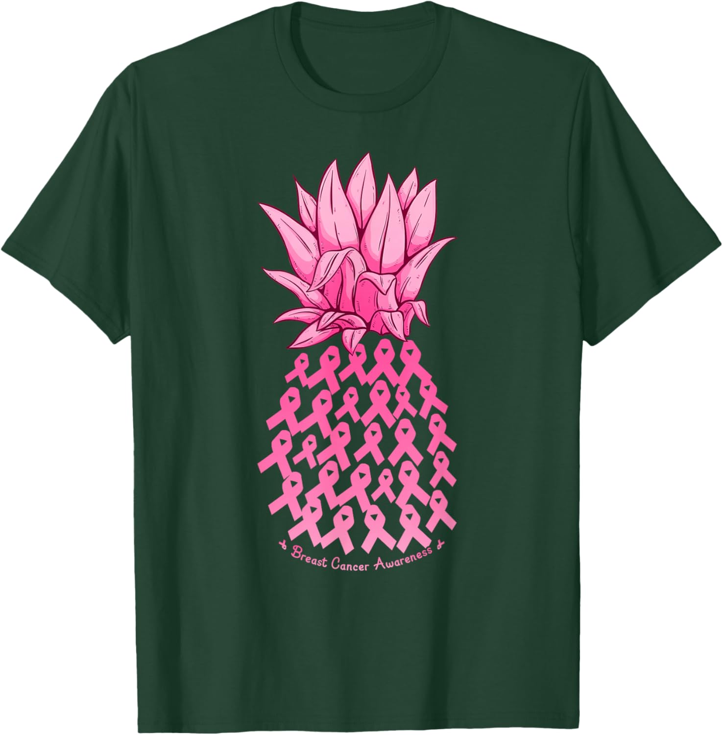 Hawaiian Pineapple & Pink Ribbon Breast Cancer Awareness Day T-Shirt - T-Shirt | Forest