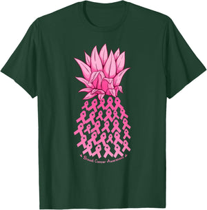 Hawaiian Pineapple & Pink Ribbon Breast Cancer Awareness Day T-Shirt - T-Shirt | Forest