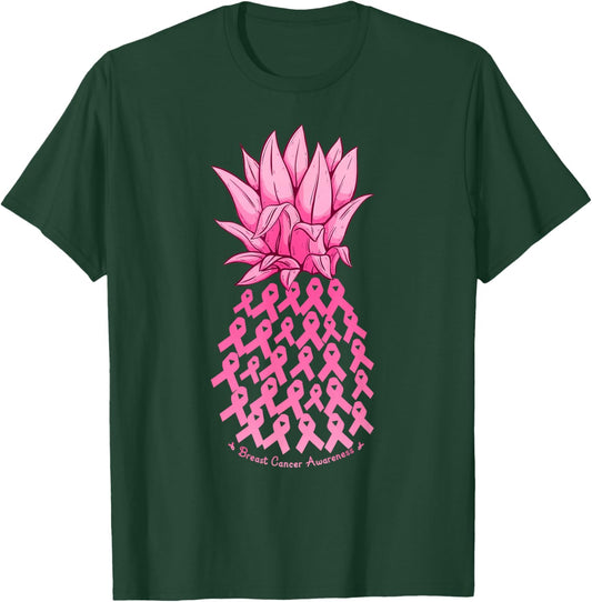 Hawaiian Pineapple & Pink Ribbon Breast Cancer Awareness Day T-Shirt - T-Shirt | Forest