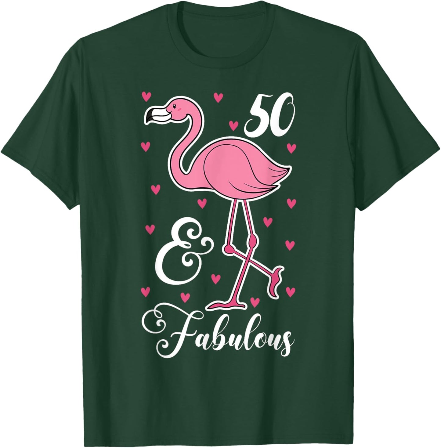 50 & Fabulous Flamingo Theme Birthday 50th Party T-Shirt - T-Shirt | Forest