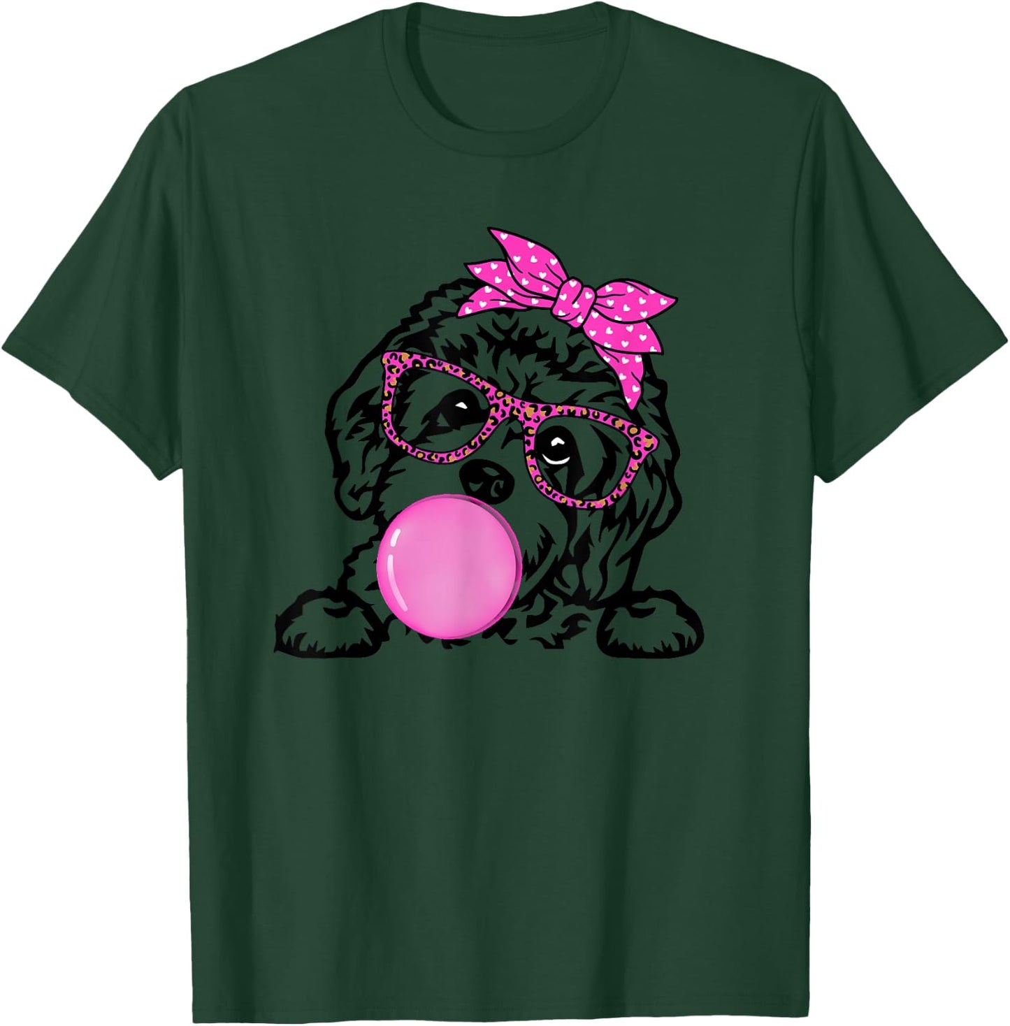 Cavapoo dog mom with bubble gum bandana glasses Women Kids T-Shirt - T-Shirt | Forest