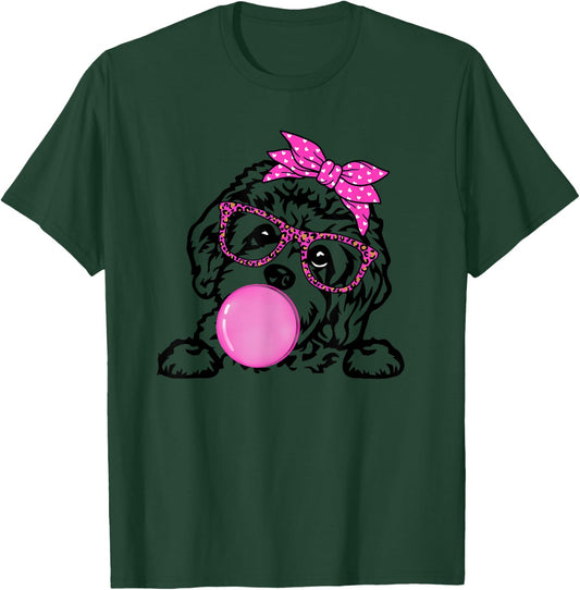 Cavapoo dog mom with bubble gum bandana glasses Women Kids T-Shirt - T-Shirt | Forest