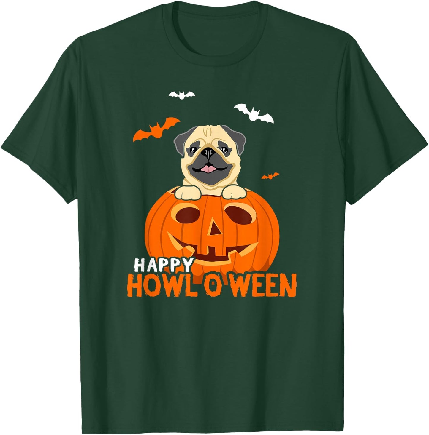 Cute Halloween Pug Dog Pumpkin Costumes Thanksgiving Design T-Shirt - T-Shirt | Forest