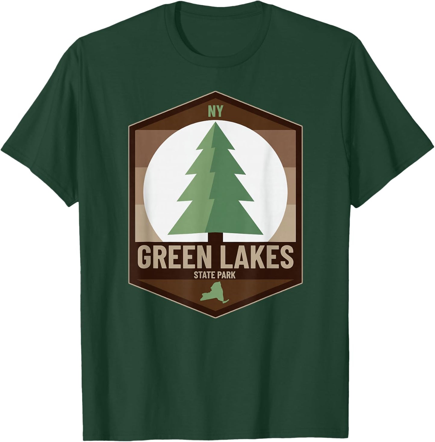 Green Lakes State Park New York NY Tree Forest Badge T-Shirt - T-Shirt | Forest
