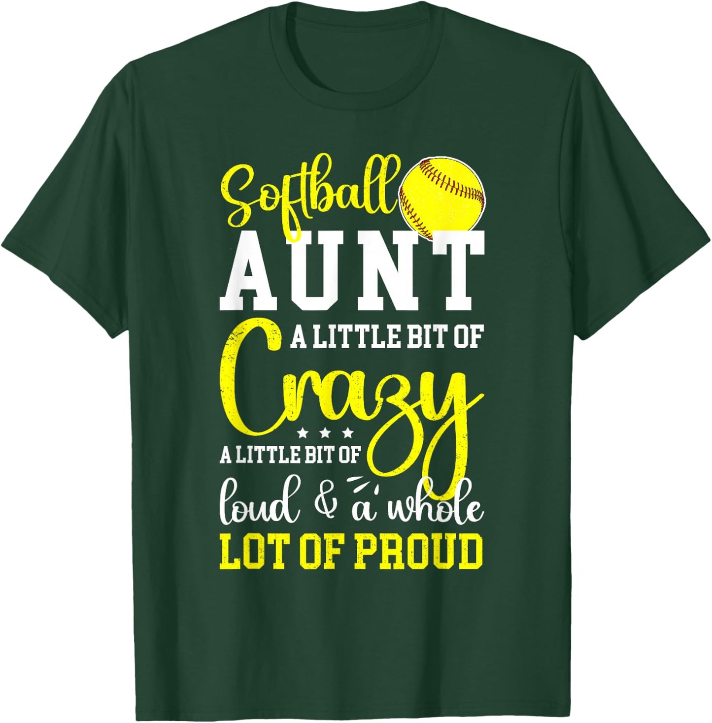 Softball Aunt Proud Aunt Of A Softball Player Aunt T-Shirt - T-Shirt | Forest