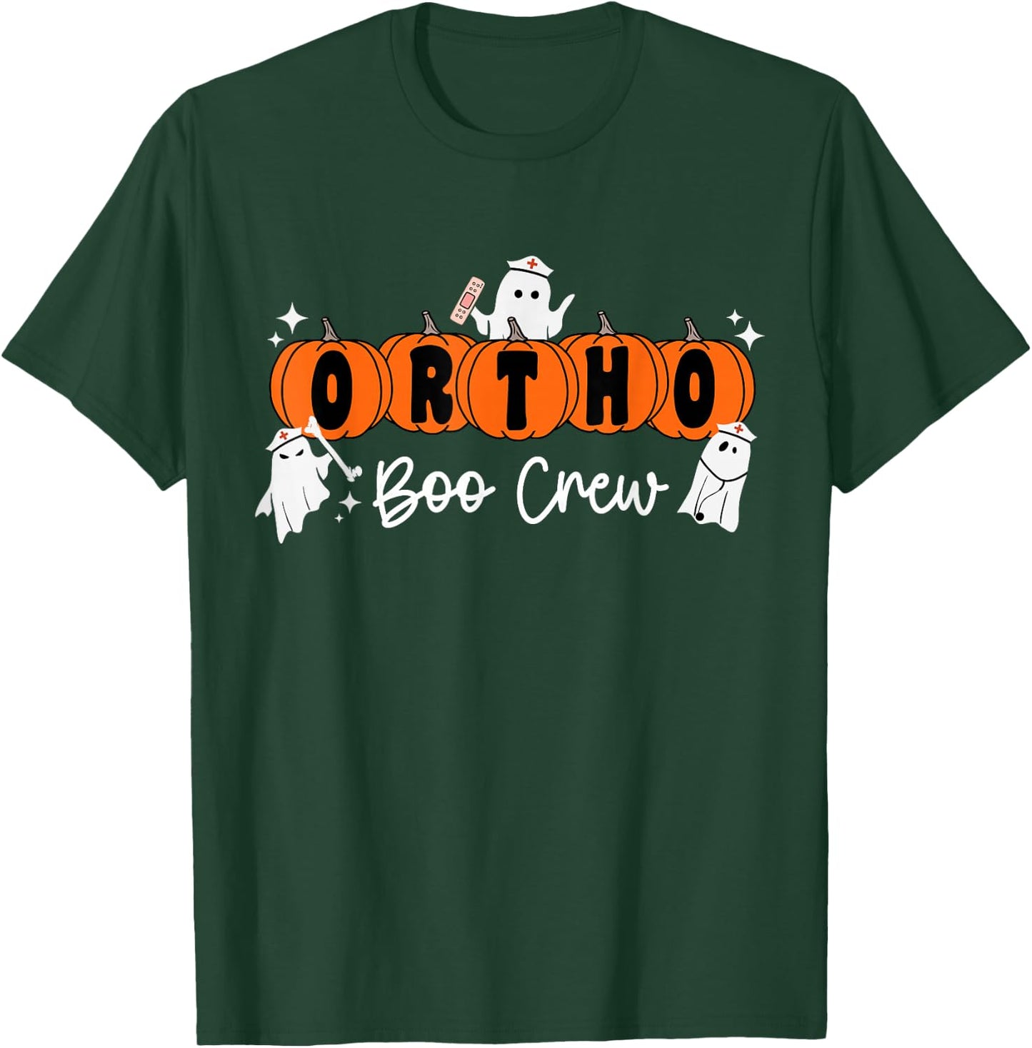 Ortho Boo Crew Ghost Pumpkin Orthopedic Nurse Halloween T-Shirt - T-Shirt | Forest
