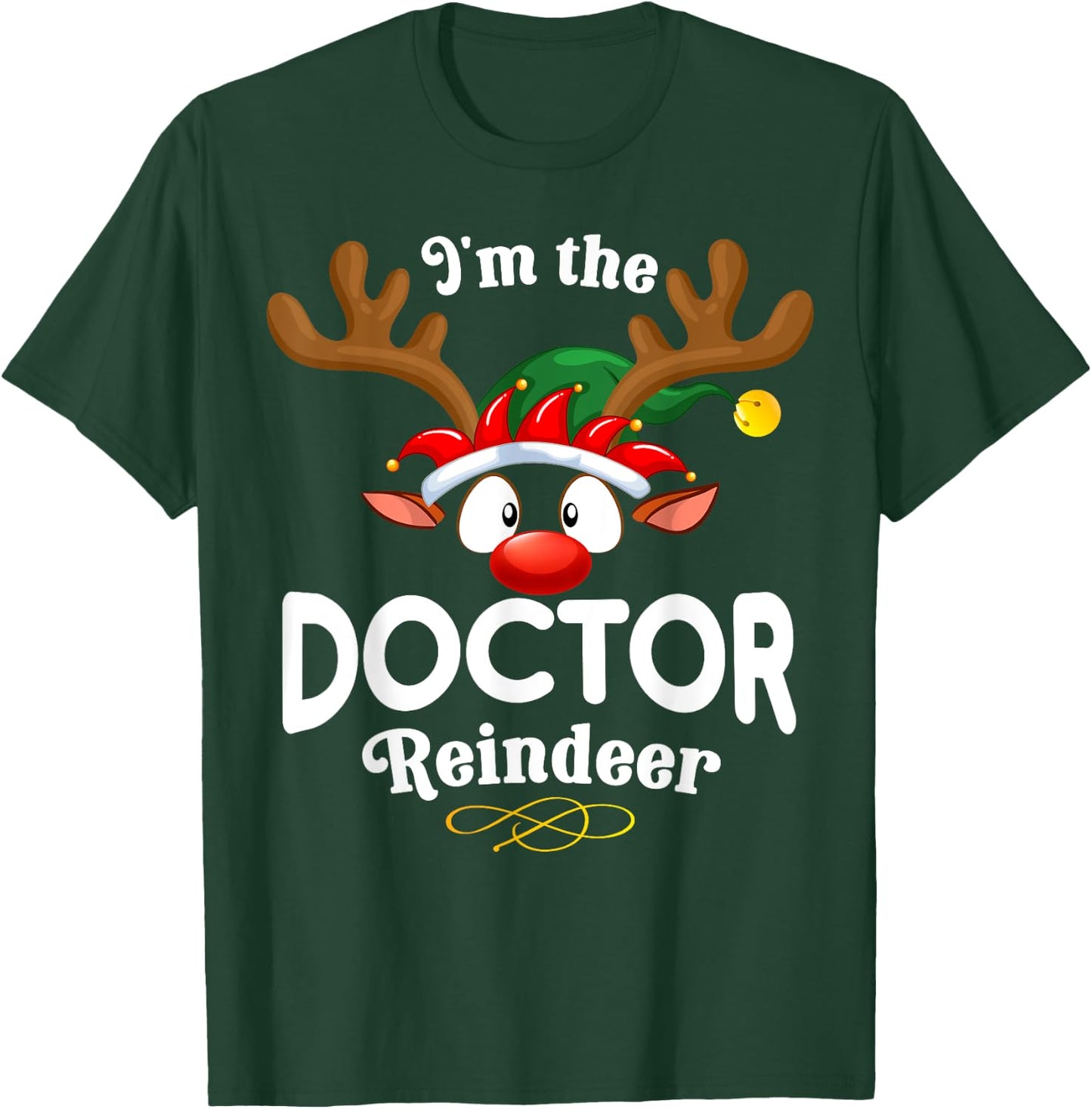 Christmas PJS Doctor XMas Reindeer Matching T-Shirt - T-Shirt | Forest