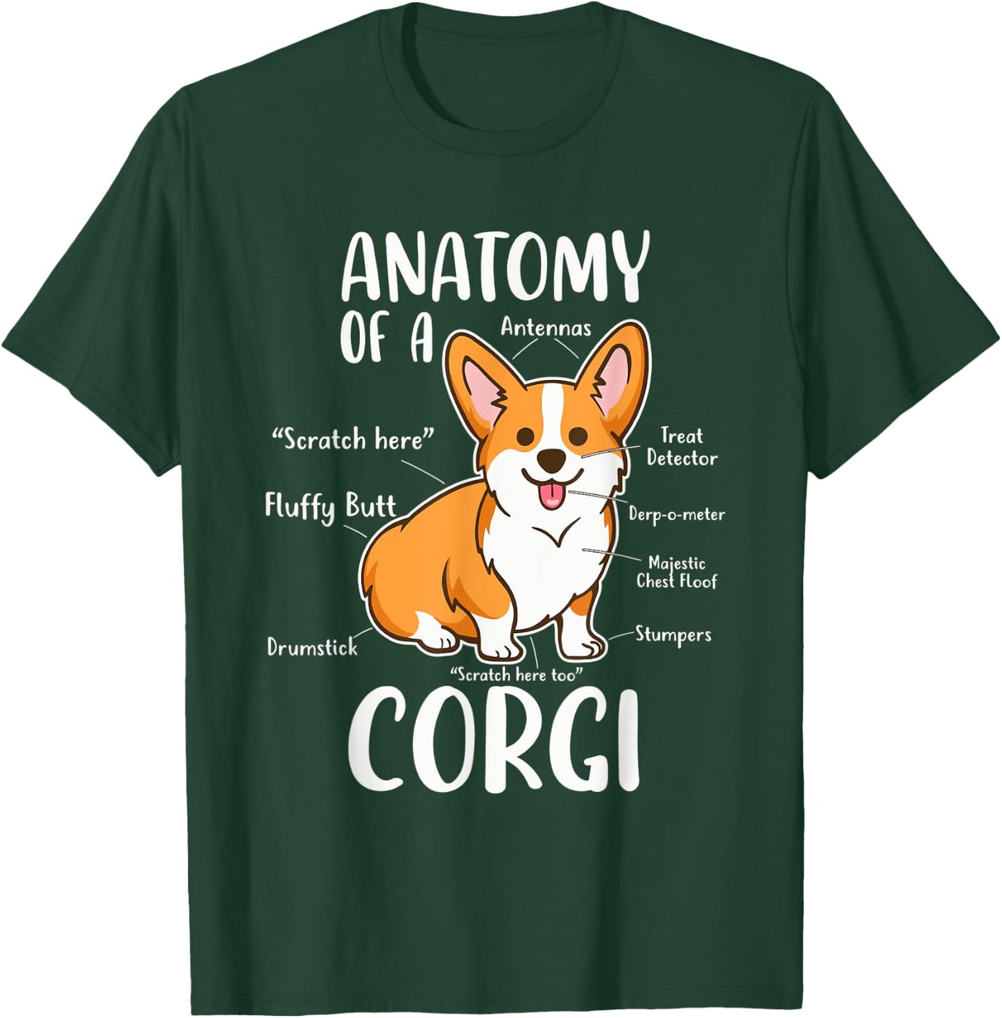 Anatomy Of A Corgi Funny Dog Apparel Men Women T-Shirt - T-Shirt | Forest
