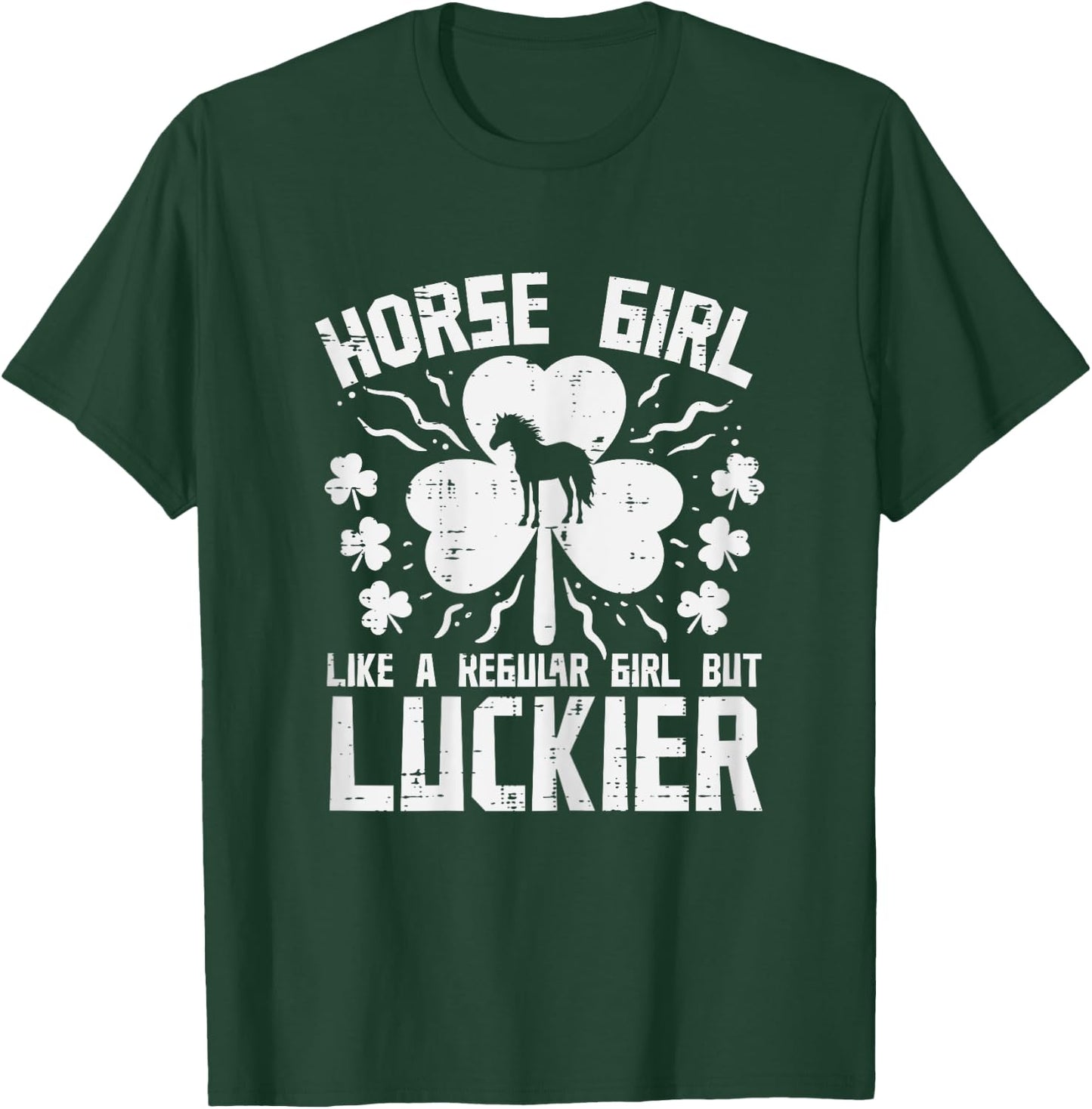 St Patricks Day Horse Girl Luckier Saint Pattys Paddys Women T-Shirt - T-Shirt | Forest