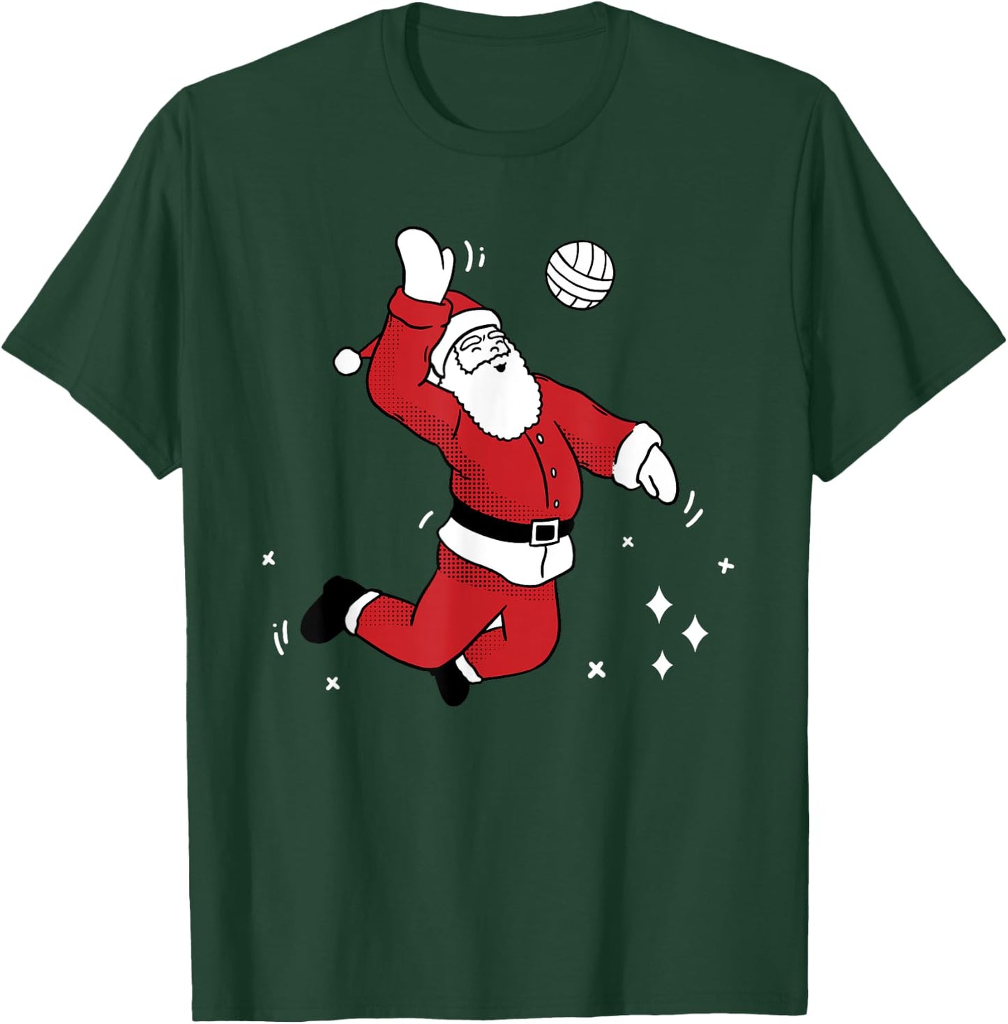 Santa Playing Volleyball Christmas Pajama Cool Sport X-Mas T-Shirt - T-Shirt | Forest