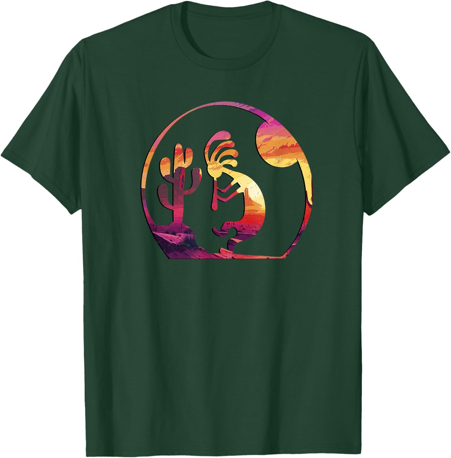 Vintage Native American Symbol Sunset Kokopelli T-Shirt - T-Shirt | Forest