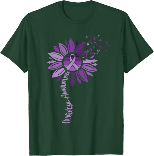 Sunflower Ribbons Overdose Awareness Men T-Shirt - T-Shirt | Forest